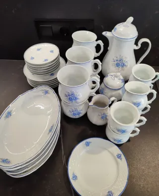 Juego de té porcelana azul y blanco