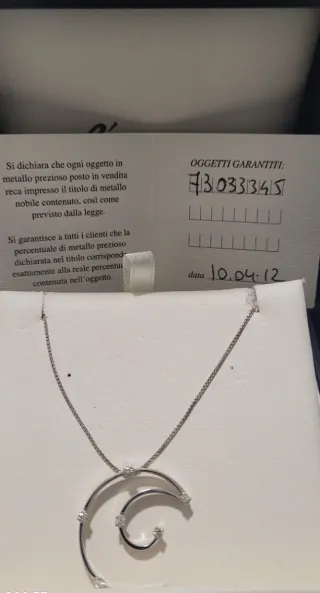 Collana Oro Bianco 18k e Diamanti Design Spirale