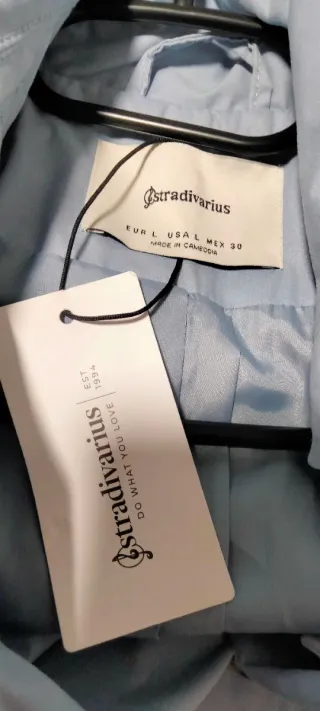 Gabardina Stradivarius azul mujer Talla L
