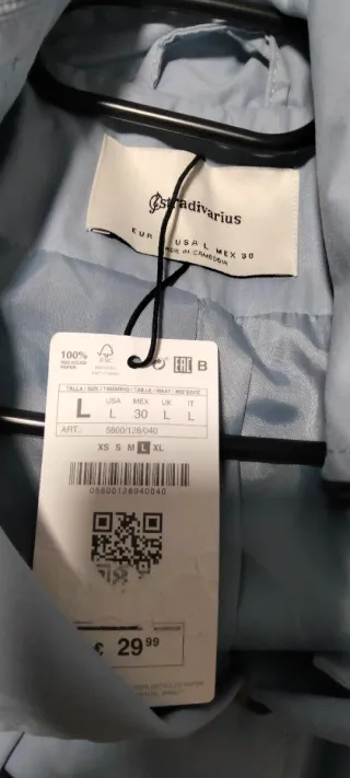 Gabardina Stradivarius azul mujer Talla L