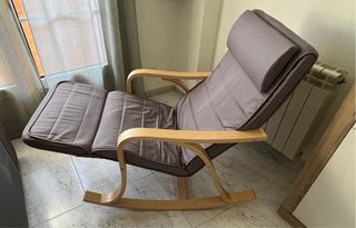 Mecedora de tela y madera