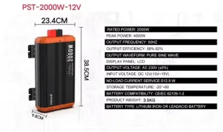 Inversor FCHAO 2000W 12V DC a 220V AC