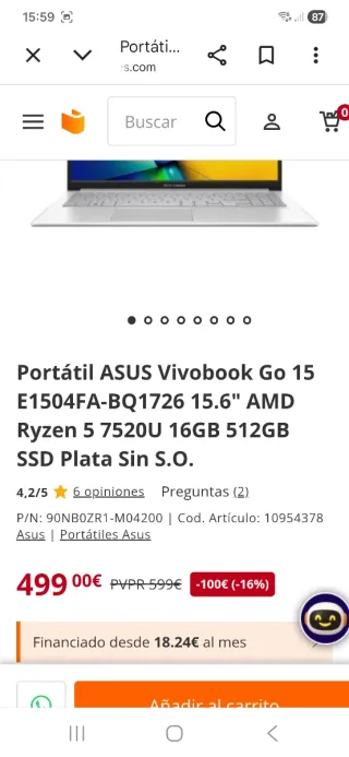 Asus Vivobook ryzen 5 7520U