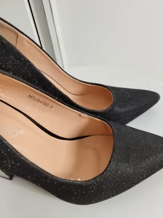 Décolleté nere tacco argento