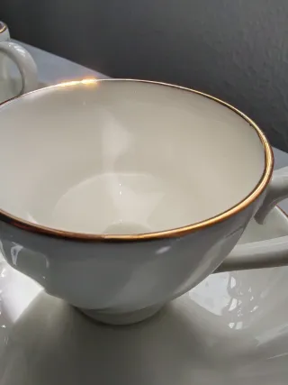 Juego 12 Tazas Porcelana Pontesa España Oro