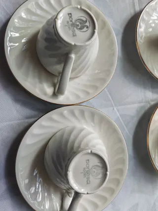 Juego 12 Tazas Porcelana Pontesa España Oro