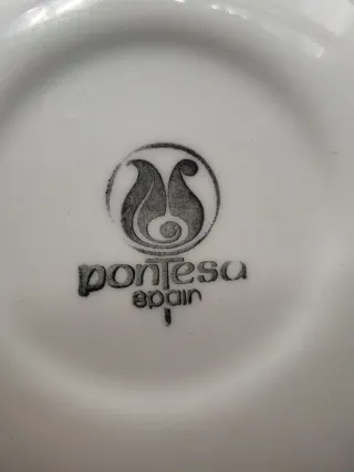 Juego 12 Tazas Porcelana Pontesa España Oro