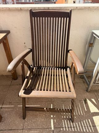 Conjunto mesa y sillas terraza madera