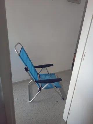 Silla Playa Plegable Azul/Plata