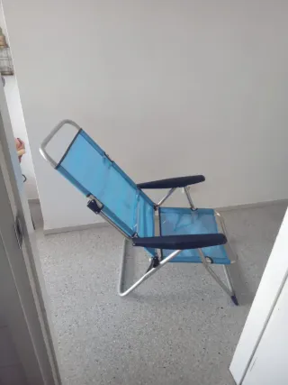 Silla Playa Plegable Azul/Plata