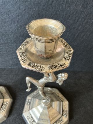 Coppia Candelabri Vintage Figure Donna