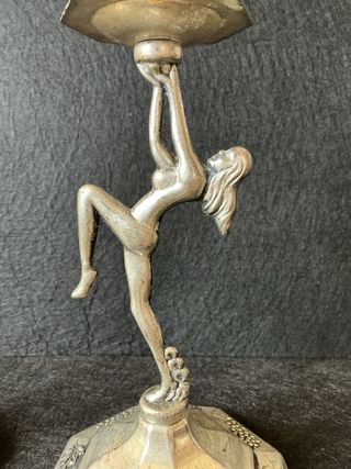 Coppia Candelabri Vintage Figure Donna
