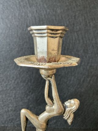 Coppia Candelabri Vintage Figure Donna