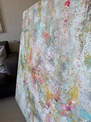 Cuadro abstracto multicolor. Pintado a mano