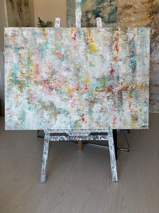 Cuadro abstracto multicolor. Pintado a mano