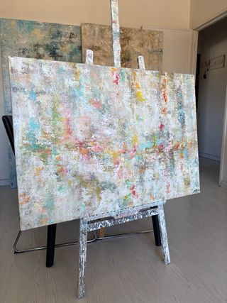 Cuadro abstracto multicolor. Pintado a mano