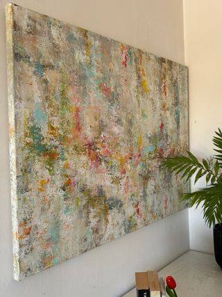 Cuadro abstracto multicolor. Pintado a mano