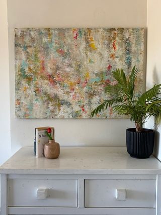 Cuadro abstracto multicolor. Pintado a mano