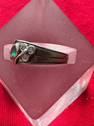 Anillo Plata Esmeralda y Brillantes