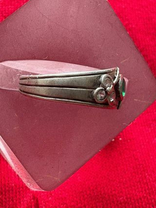 Anillo Plata Esmeralda y Brillantes