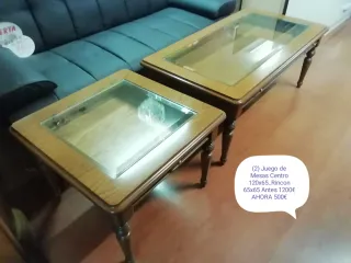 Set di 2 tavolini in legno e vetro, prima 1200€