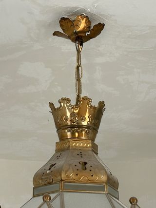 Lámpara colgante de cristal y metal