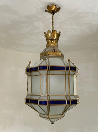 Lámpara colgante de cristal y metal