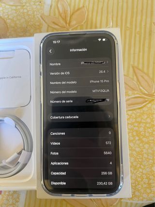 iPhone 15 Pro 256GB Negro (Trasera Rota)