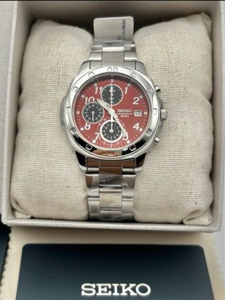 Seiko Cronógrafo Esfera Roja Plata