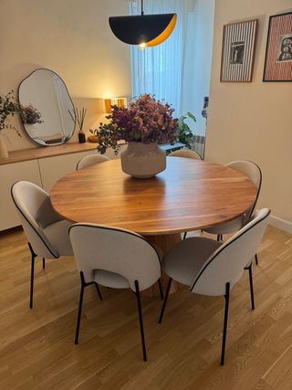 Mesa Comedor Redonda Madera Natural