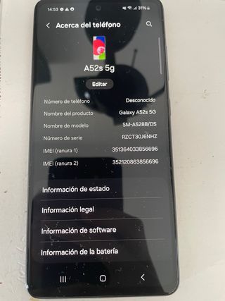 Samsung Galaxy A52s 5G 128GB Negro