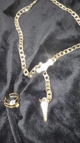 Set collana, orecchini e anello serpente zirconi