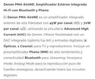 Amplificador Hifi Denon Negro.
