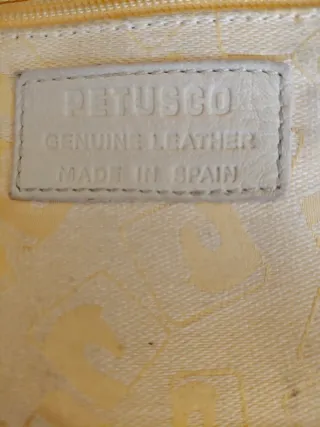 Bolso de mano de piel beige y marrón