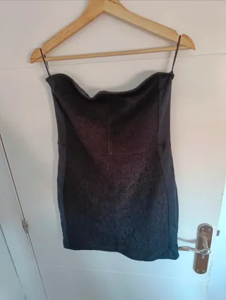 Vestido palabra de honor negro talla L