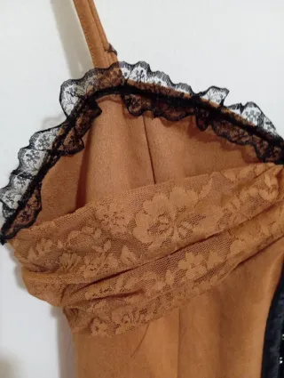 Abito donna marrone con stampa floreale