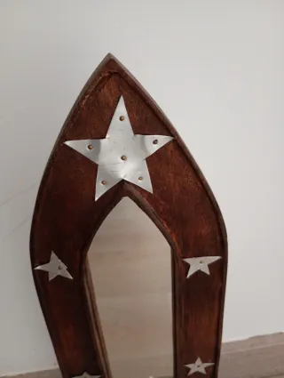 Espejo madera artesanal estrellas