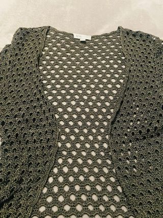 Chaqueta crochet verde oliva talla única