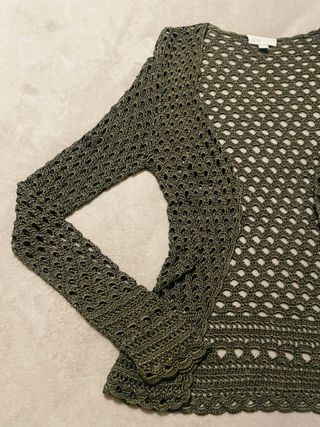 Chaqueta crochet verde oliva talla única