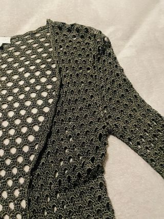 Chaqueta crochet verde oliva talla única