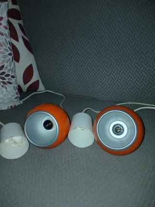Coppia Lampadari Space Age Arancioni