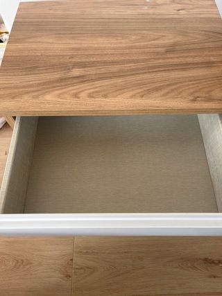 Cómoda 3 cajones madera y blanco