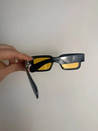 Occhiali Da Sole Y2K Rettangolari Neri Gialli