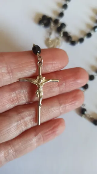 Rosario antiguo plata y azabache