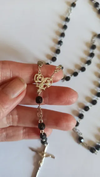 Rosario antiguo plata y azabache