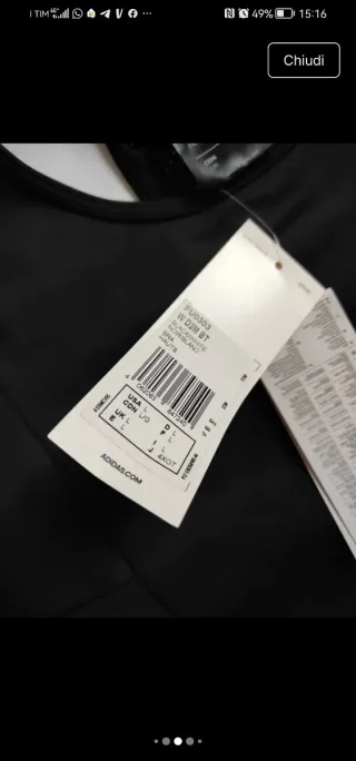 Top sportivo Adidas aeroready nero taglia L