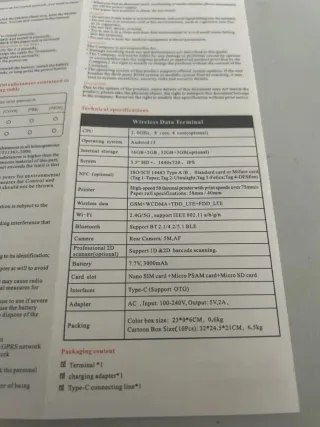 Terminal POS Android 13 Portátil H10