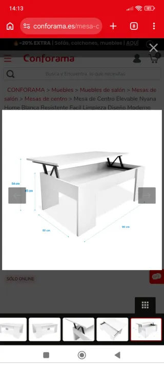 Mesa centro elevable madera y metal