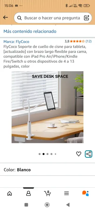 Soporte cuello cisne tablet blanco