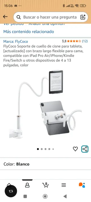 Soporte cuello cisne tablet blanco